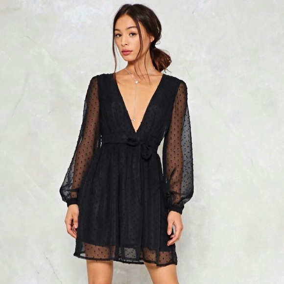 Nasty Gal Dresses & Skirts - NASTY GAL | Skin Deep Mesh Dress sheer sleeves